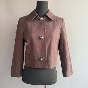 Milly cropped Spring blazer - jacket cotton blend Tweed Button Up size 4 size S